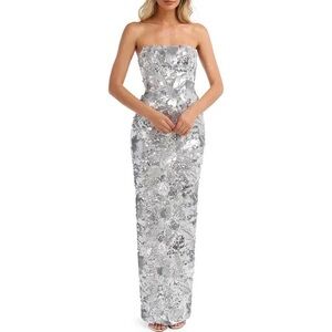 Elegant Silver Strapless Dress